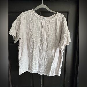 Women's Grey/Cream Lace & Embroidery Detail Top